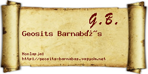 Geosits Barnabás névjegykártya