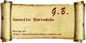 Geosits Barnabás névjegykártya